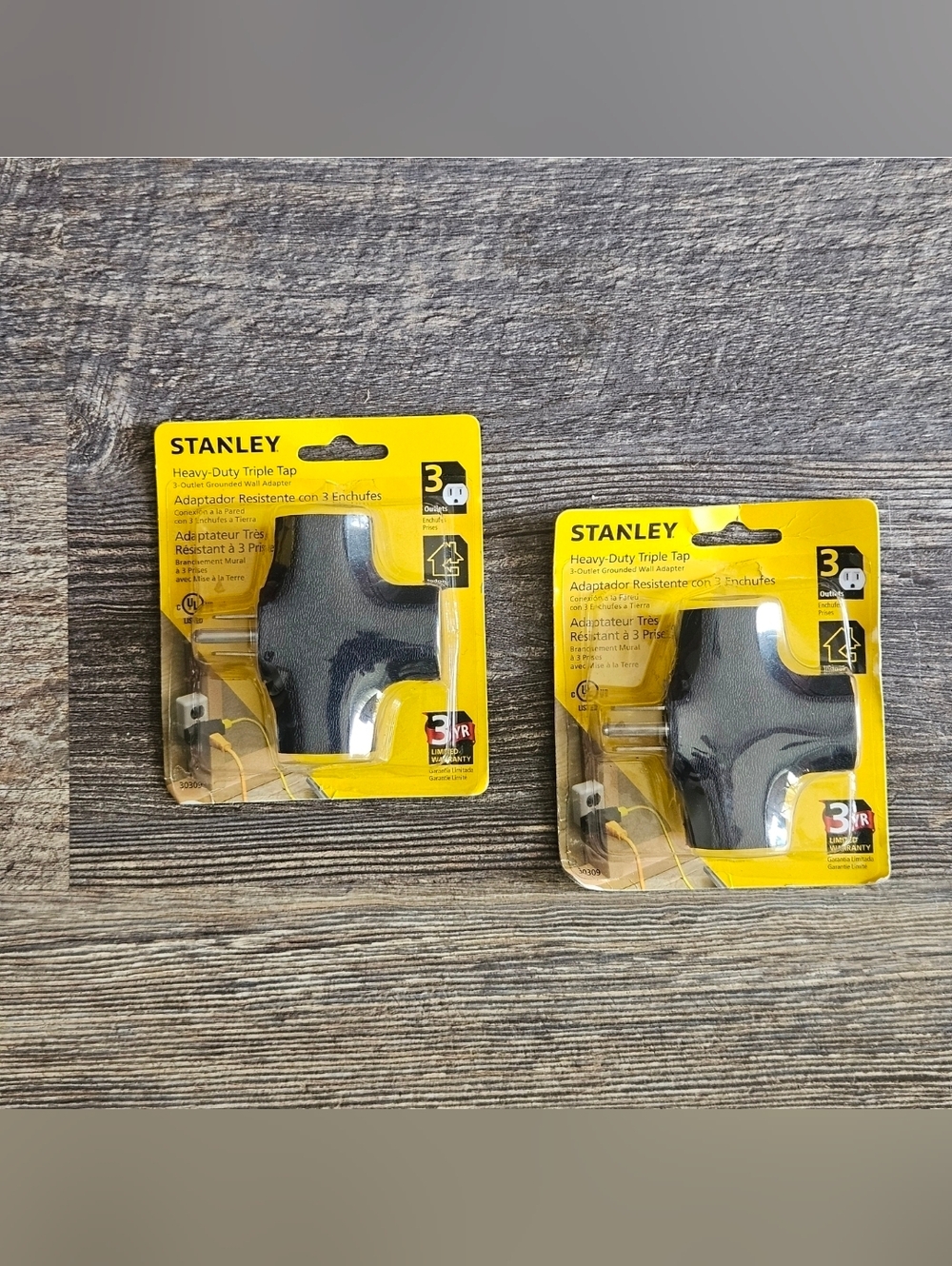 Two Stanley Heavy Duty 3 Outlet Adapter
